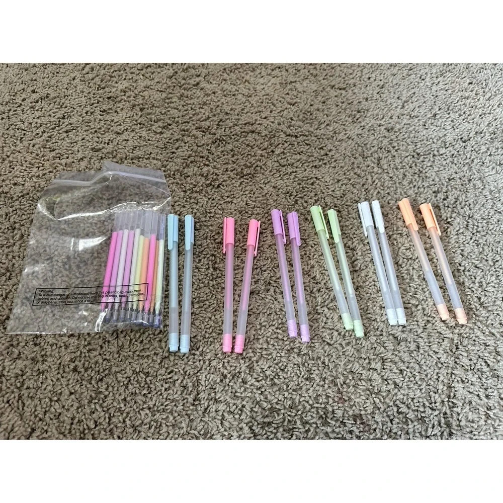 Fulmoon 24 Pieces Ball Point Glue Pen with Glue Refills for Quick Dry Pen for Pa